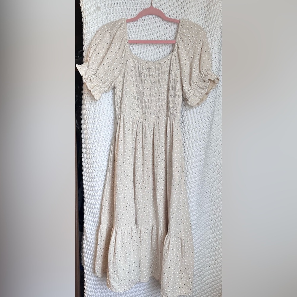Cream size medium midi Orange Creek dress with flowers